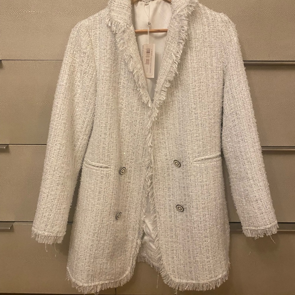 Jean-Pierre Klifa white tweed jacket with sequins